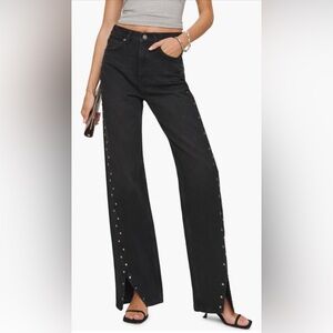Reformation Cary Studded High Waist Slouchy Wide Leg Jean 29